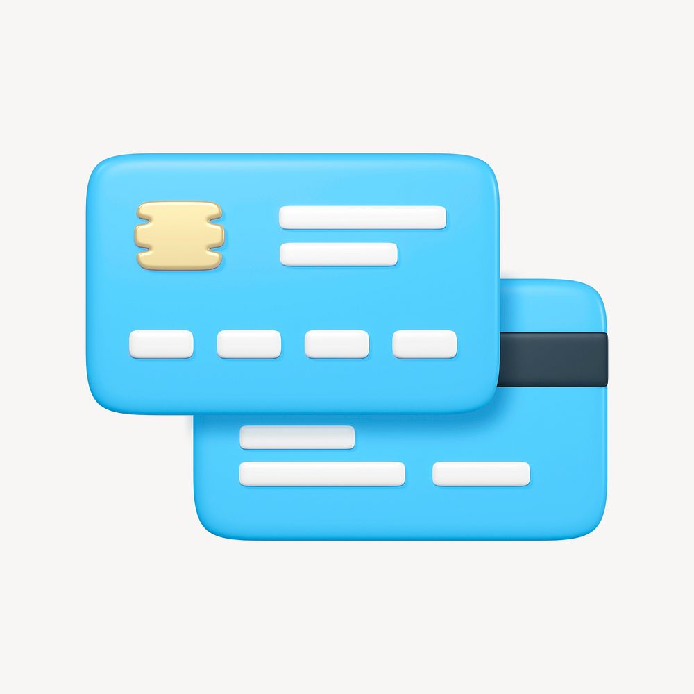 Credit card icon, 3D rendering illustration