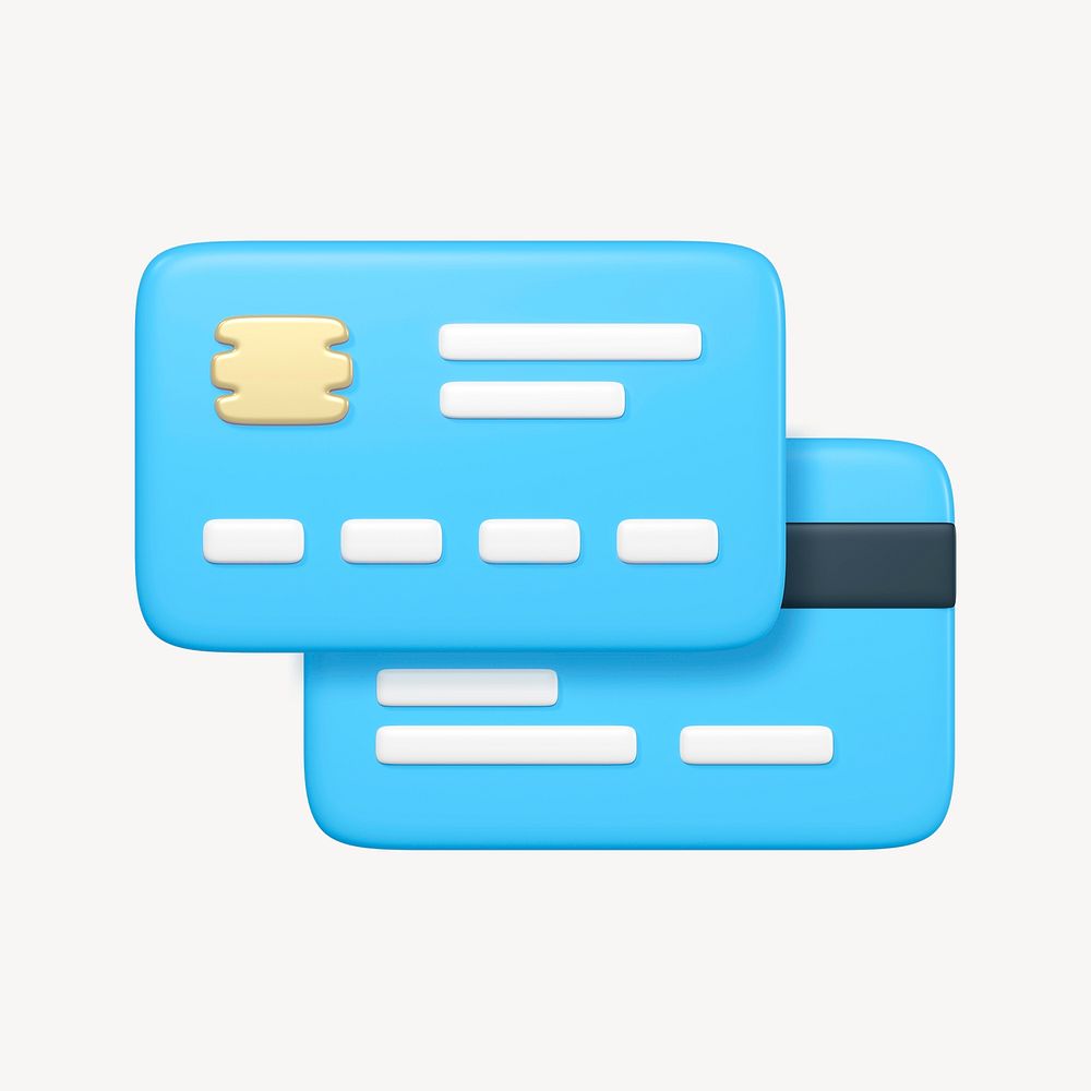 Credit card icon, 3D rendering illustration psd