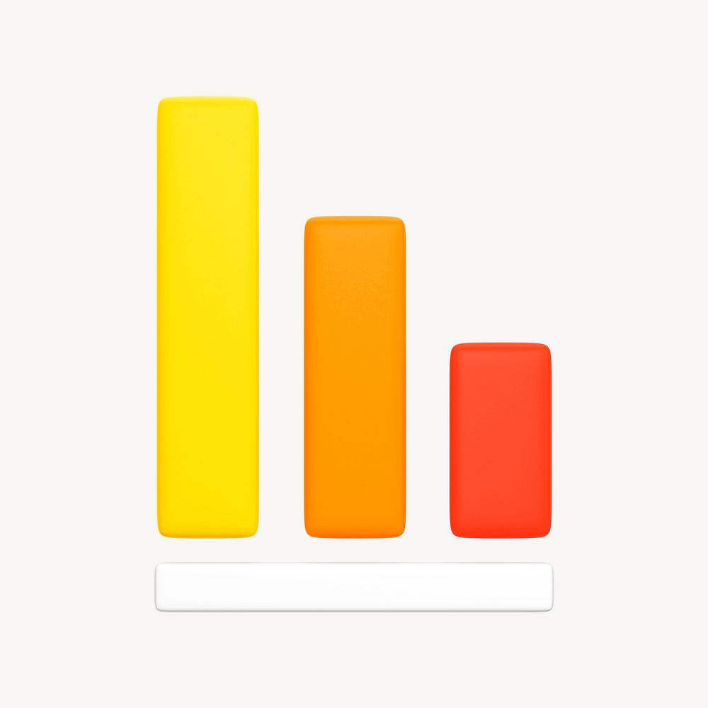 Bar charts icon, 3D rendering illustration psd