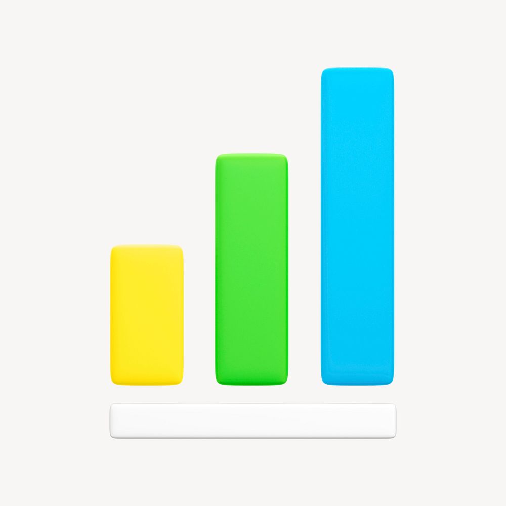 Bar charts icon, 3D rendering illustration psd