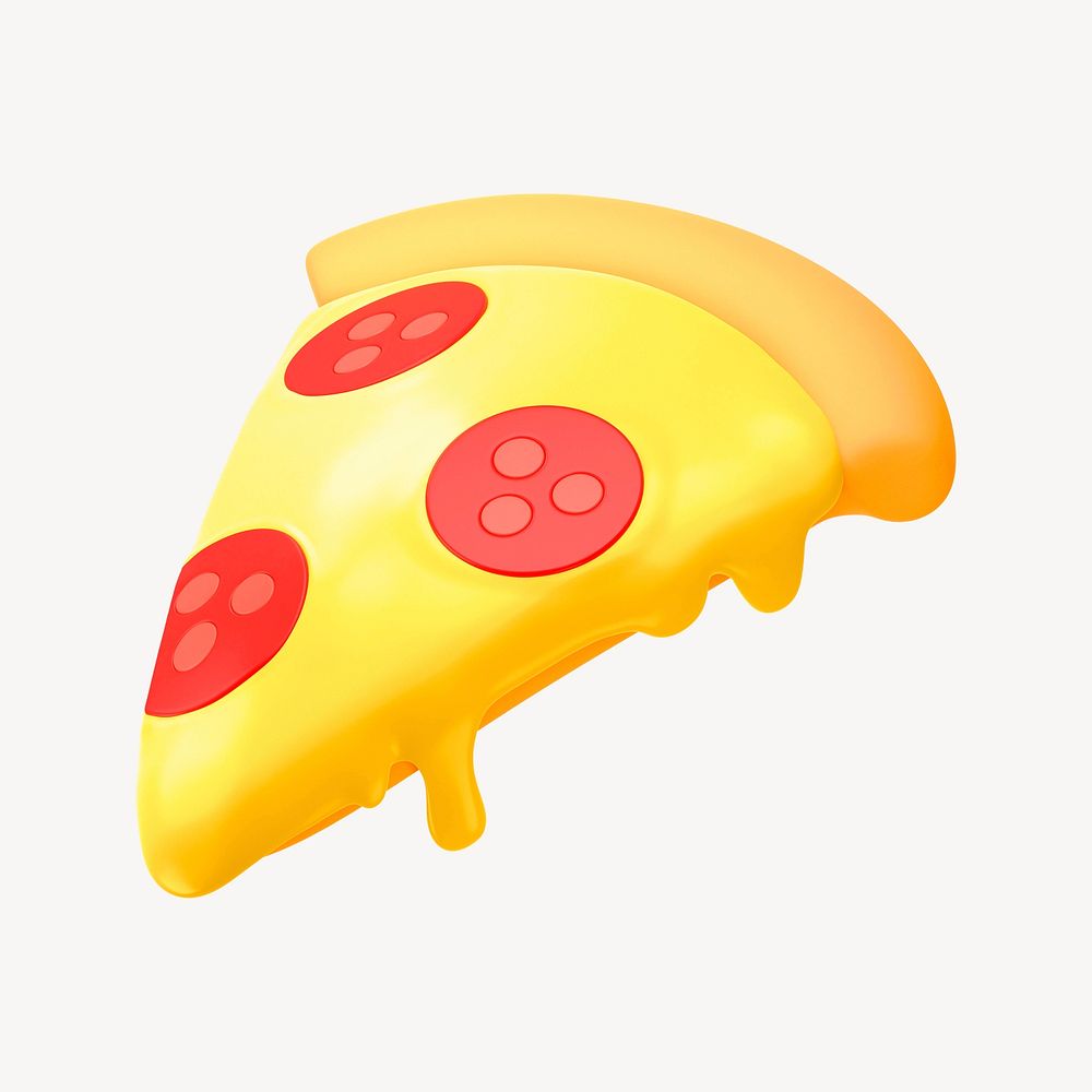 Pizza icon, 3D rendering illustration