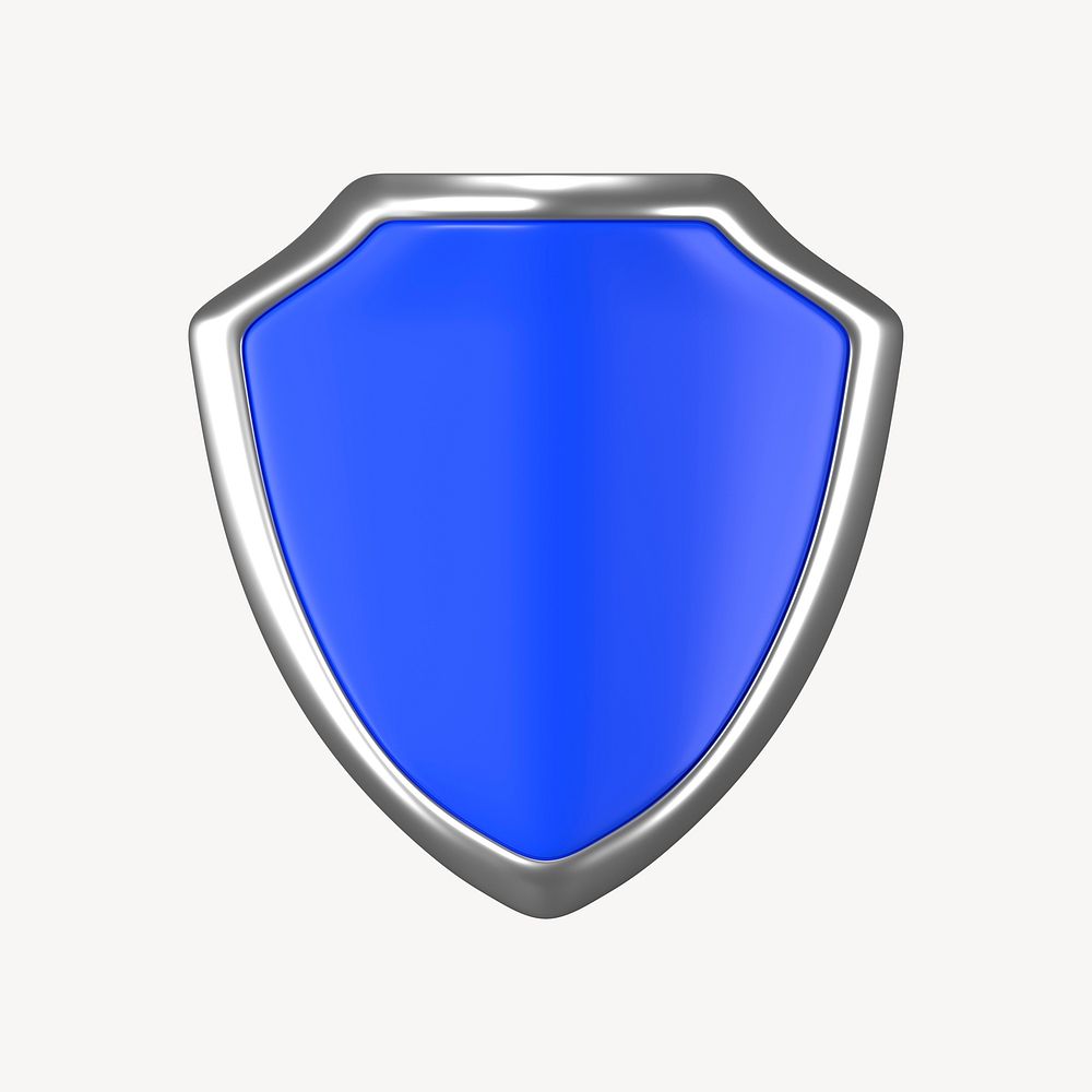 Shield icon, 3D rendering illustration