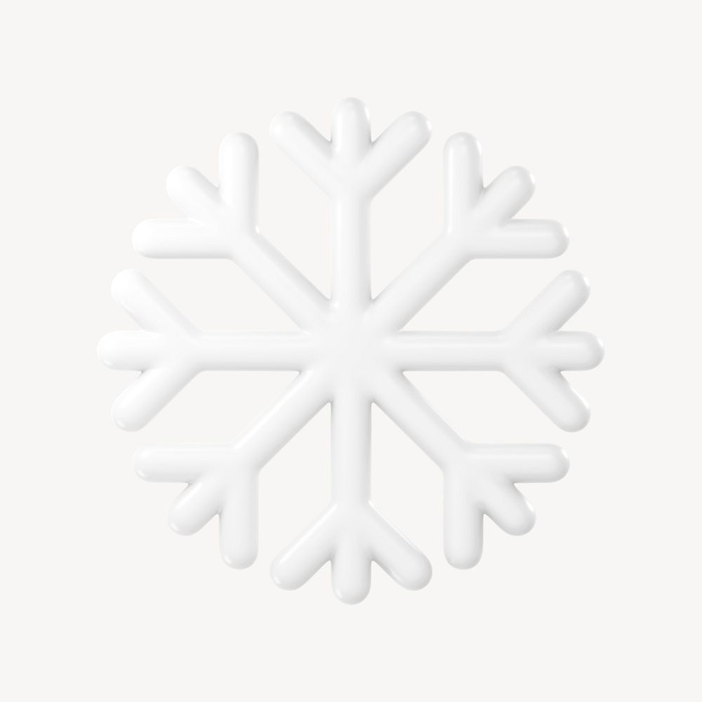 Snowflake icon, 3D minimal illustration psd