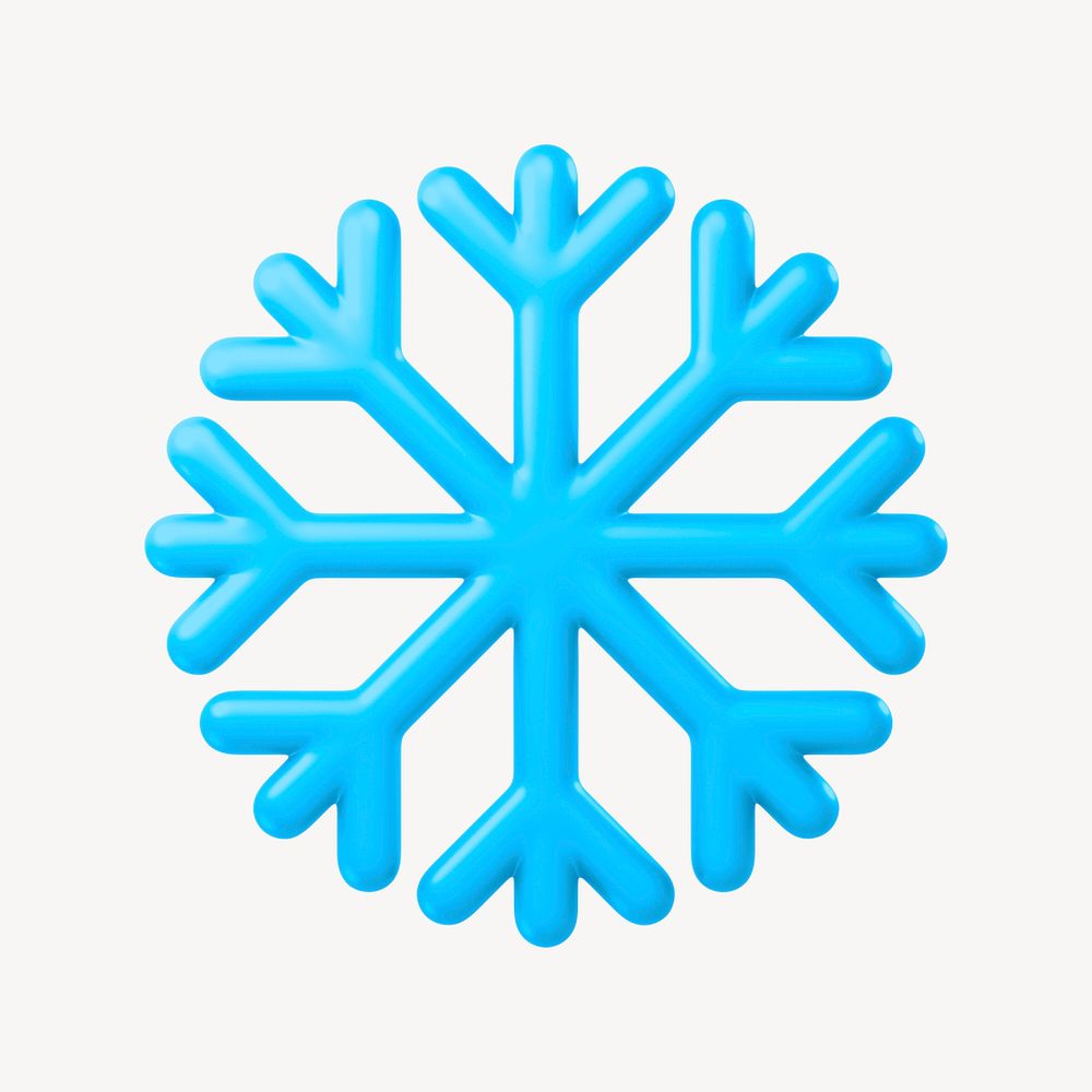 Snowflake icon, 3D rendering illustration