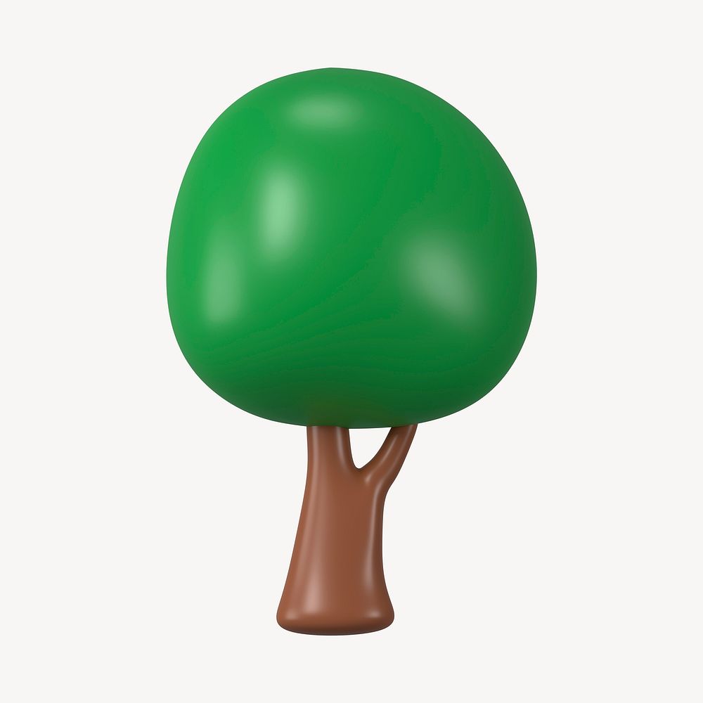 Tree icon, 3D rendering illustration