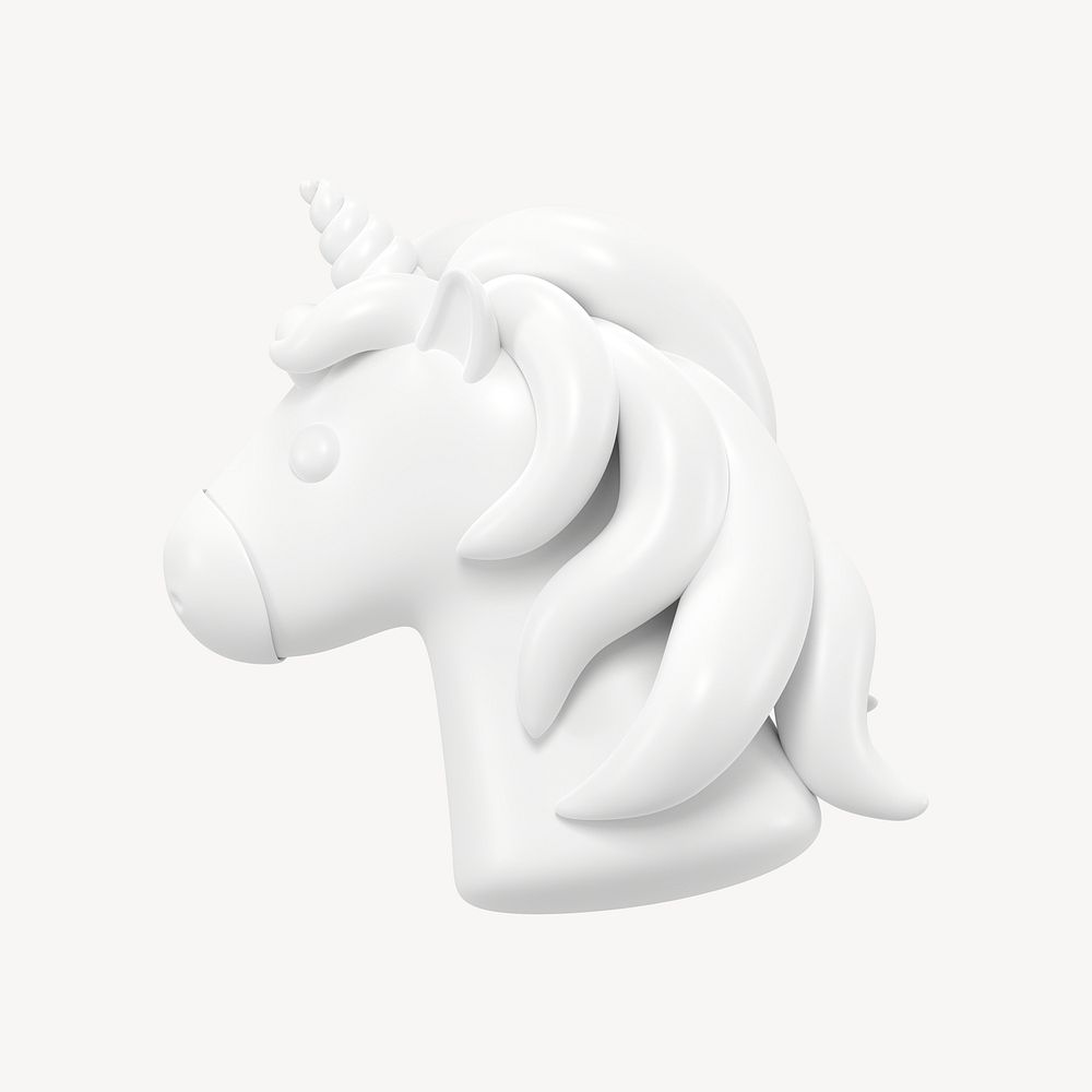 Unicorn icon, 3D minimal illustration psd