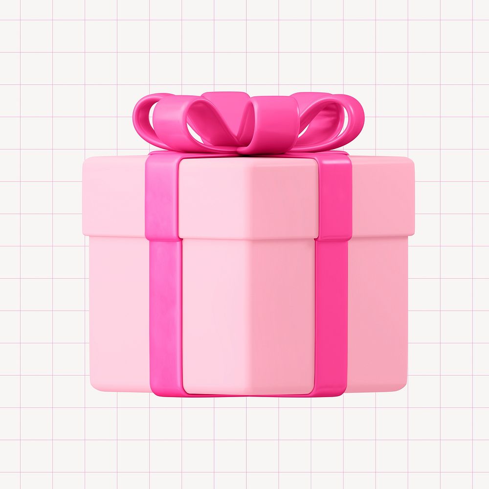 Pink gift collage element, 3D rendering psd