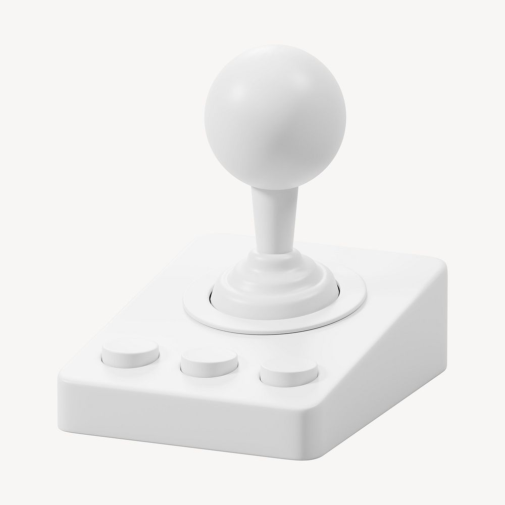 3D white joystick, game controller collage element