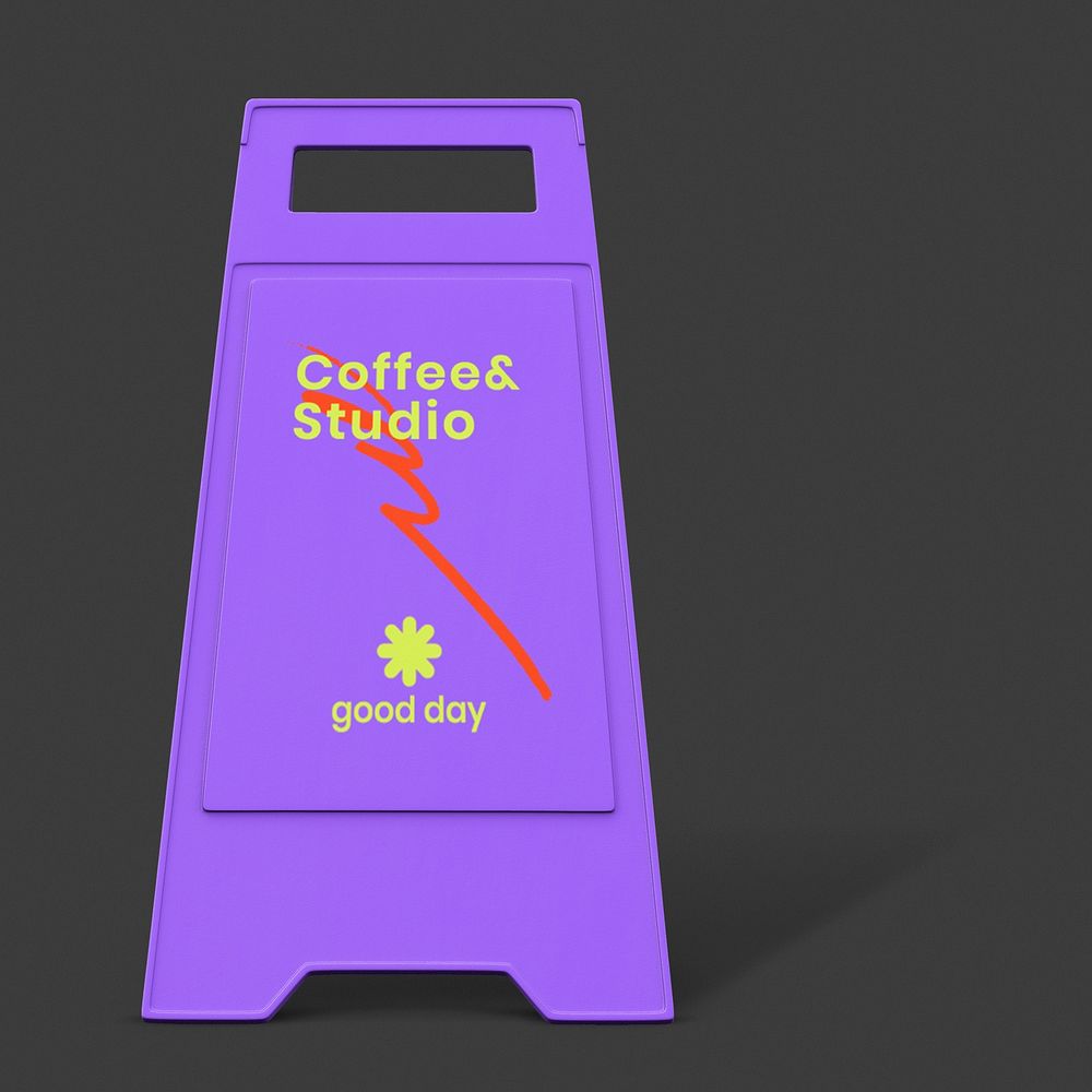 Foldable a-frame sign mockup, coffee & studio psd