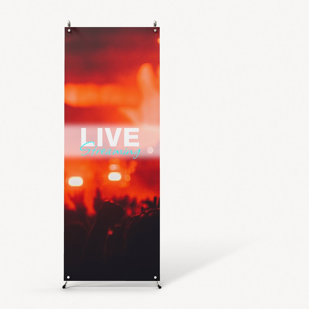 Banner stand sign mockup, live music ad psd