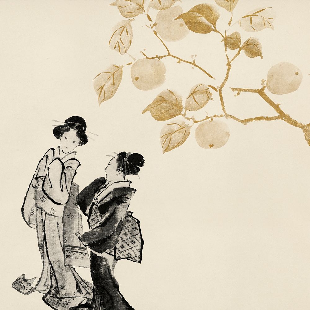 Aesthetic vintage Japanese women background