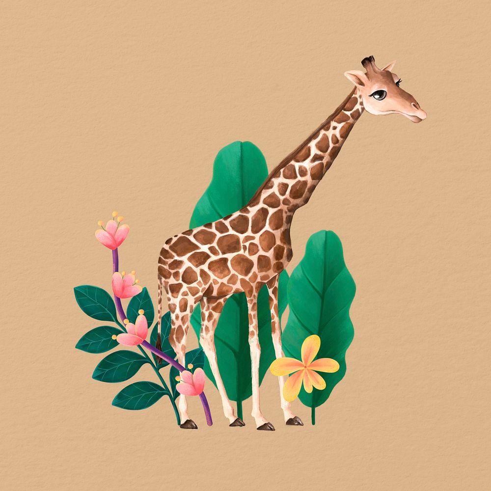 Giraffe, brown design, animal illustration