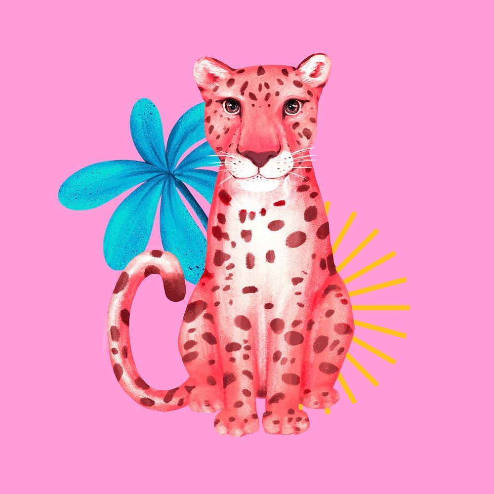Pink cheetah, animal illustration