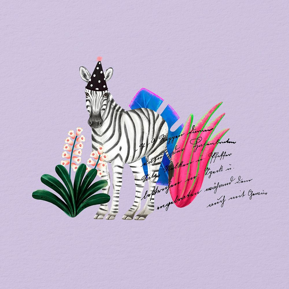 Zebra, purple design, animal illustration