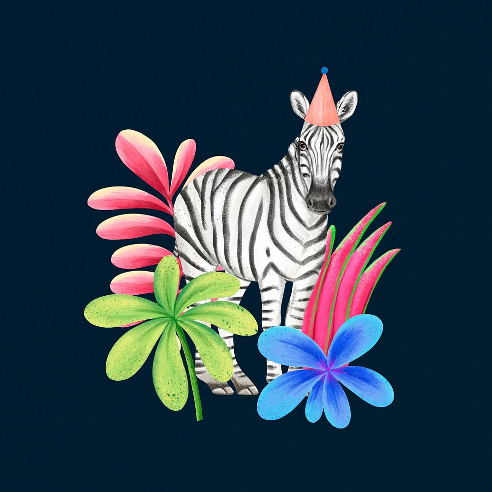 Zebra, black design, animal illustration