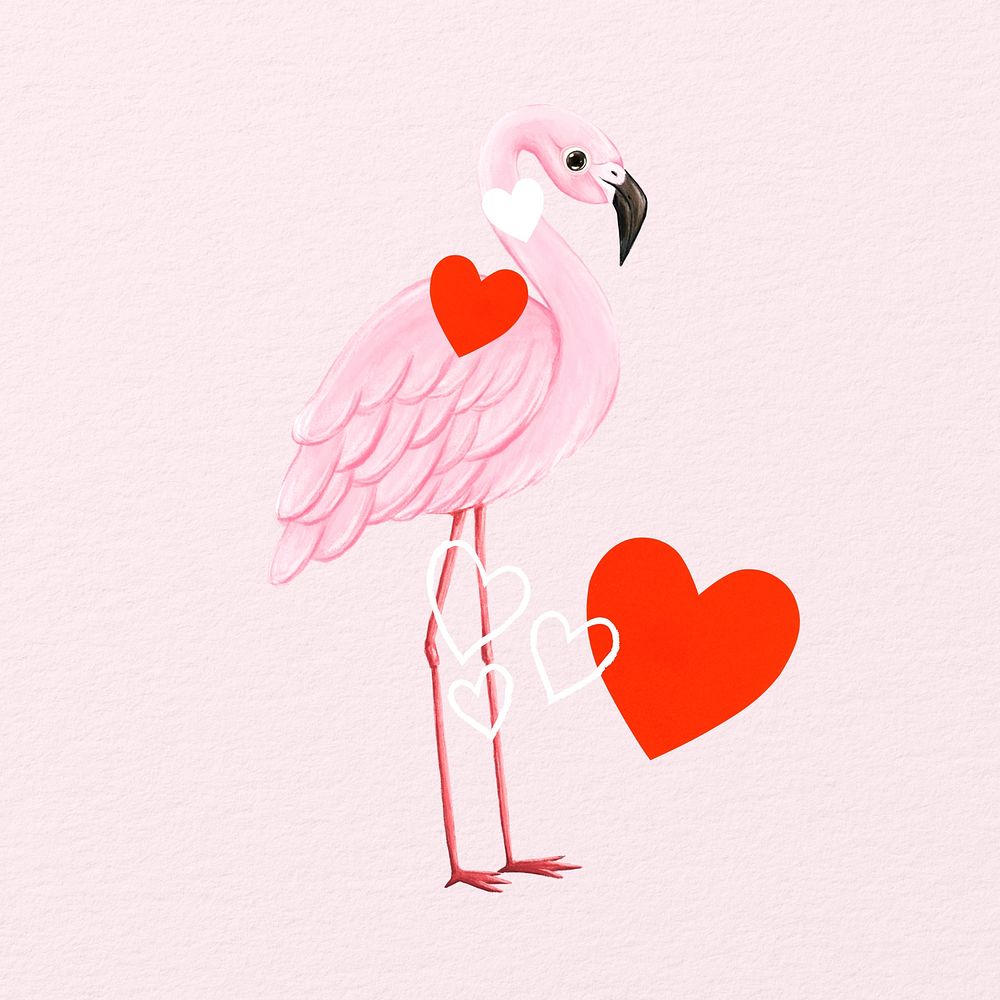 Cute flamingo background, pink design, animal illustration