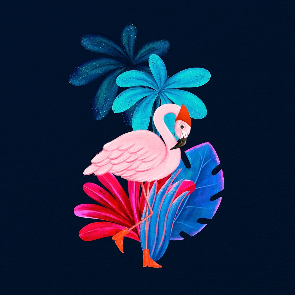 Flamingo, black design, animal illustration