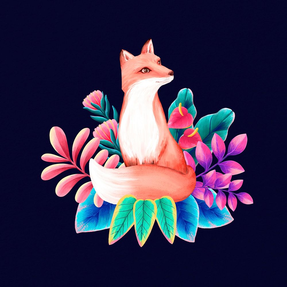 Fox, black design, animal illustration