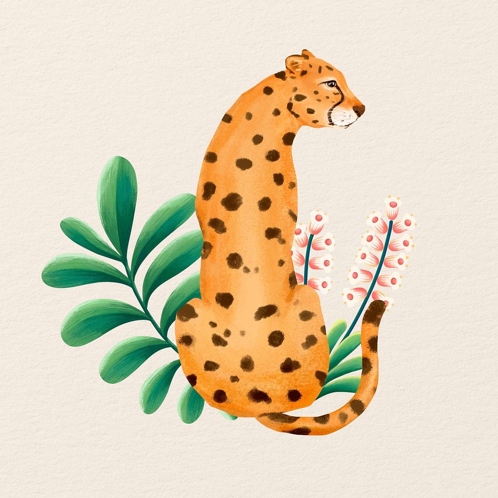 Cute cheetah, animal illustration