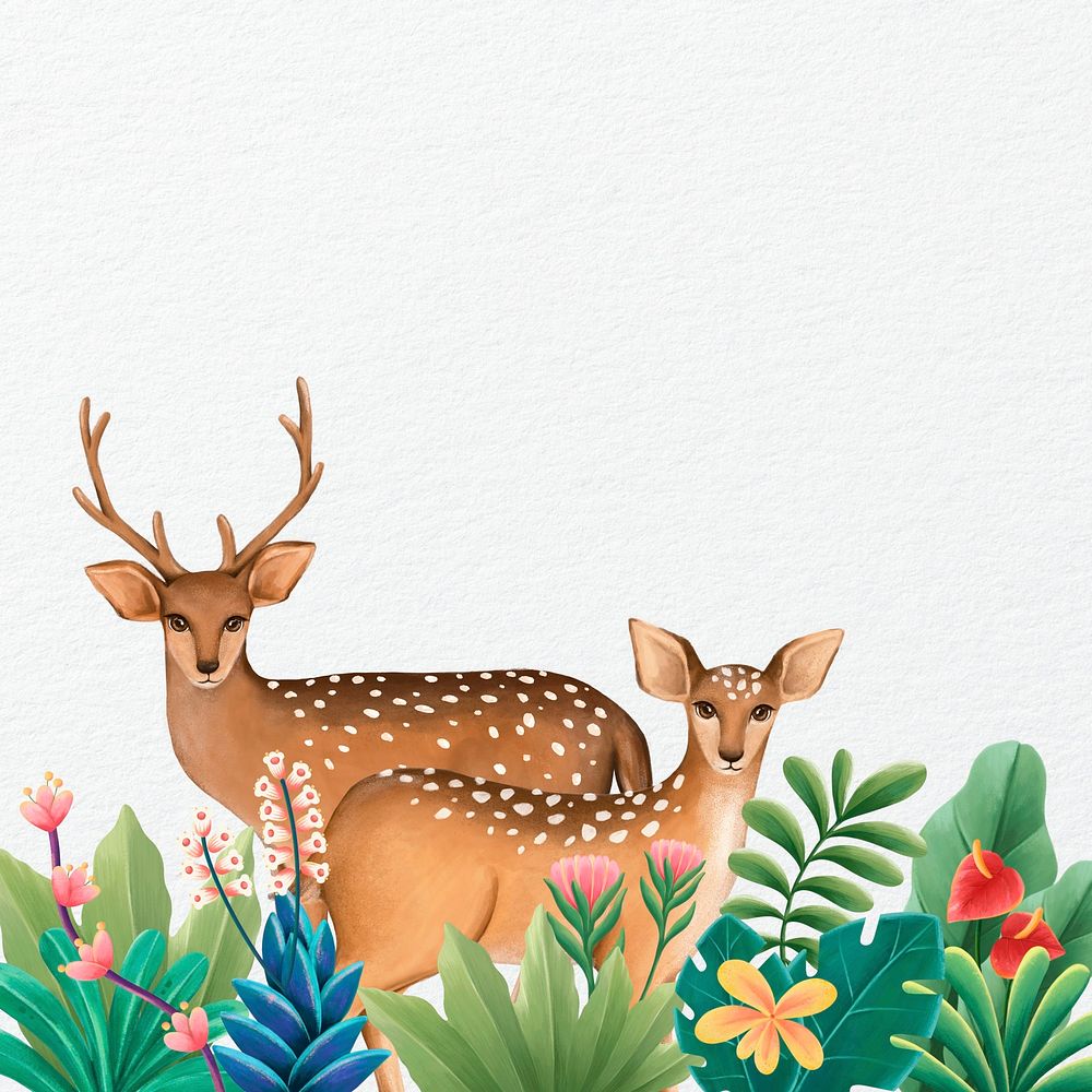 Deer background, beige design, animal illustration