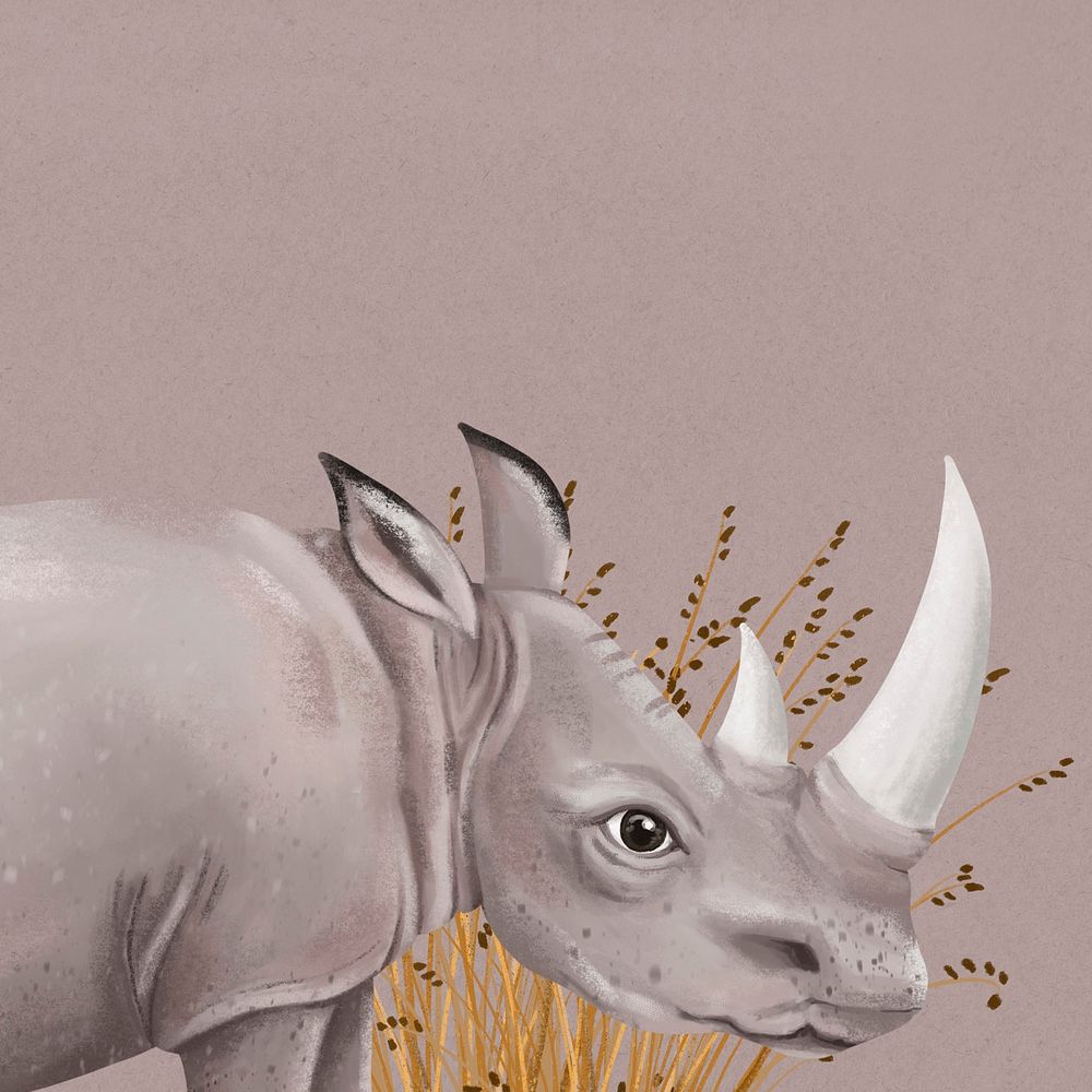Rhino background, brown design, animal illustration