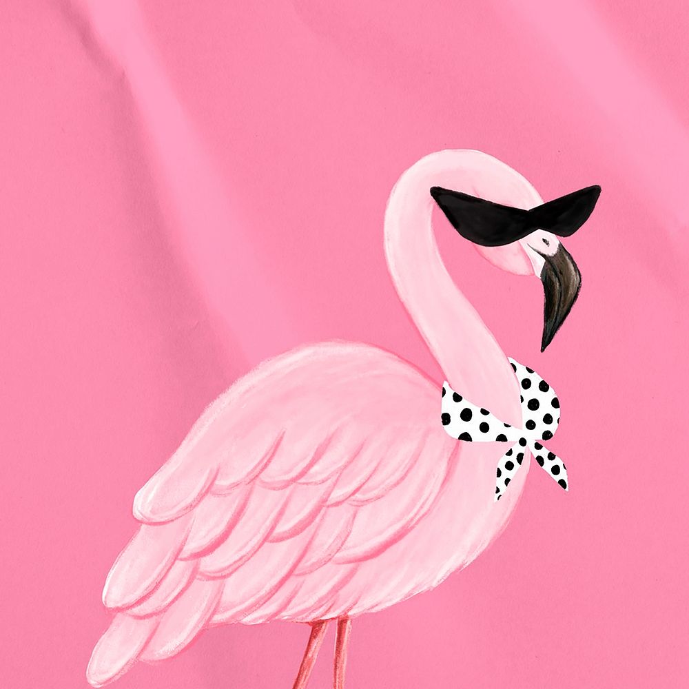 Cool flamingo background, pink design, animal illustration