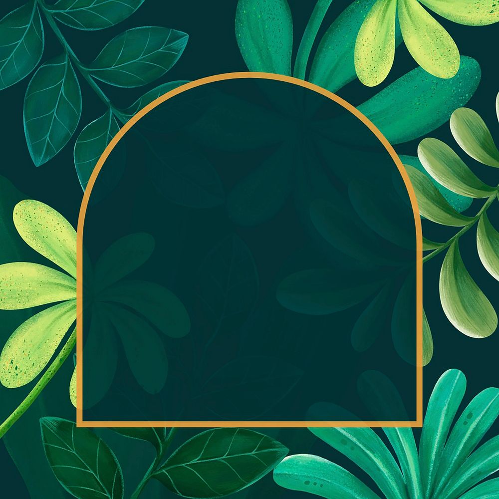 Tropical leaves frame background, botanical illustration