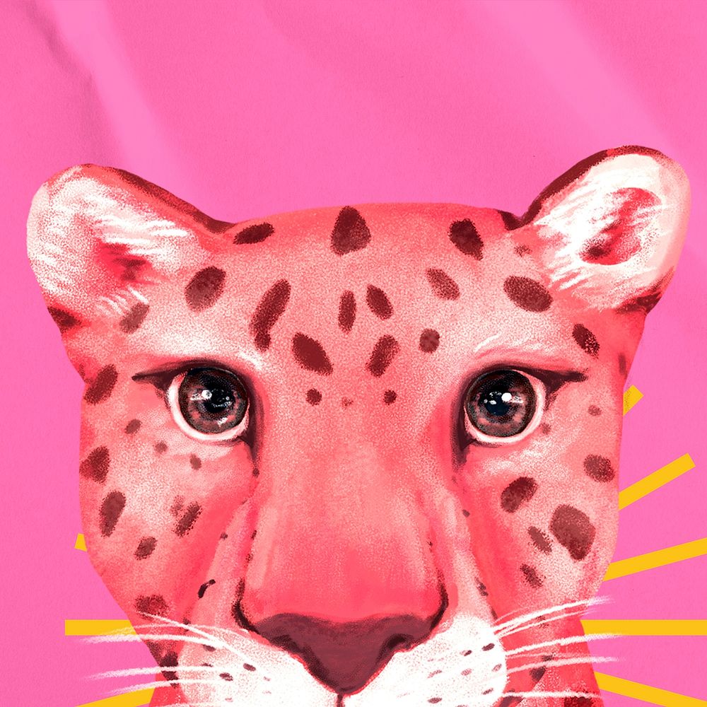 Pink cheetah, animal illustration