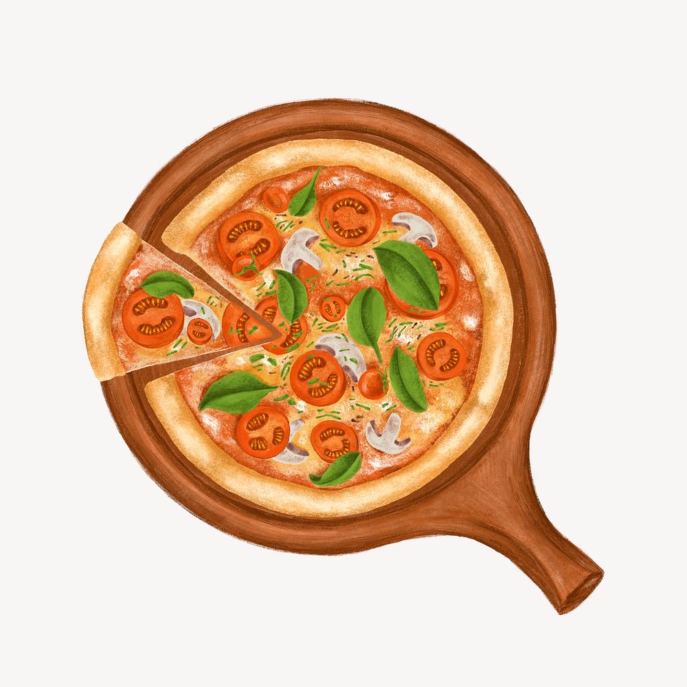 Vegetarian pizza, Italian food illustration