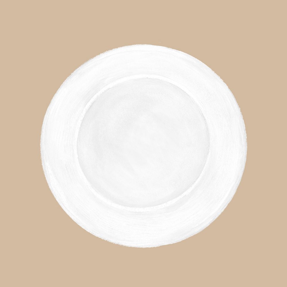 White plate, dish, kitchenware illustration psd