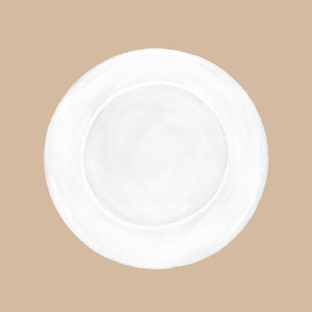 White plate, dish, kitchenware illustration