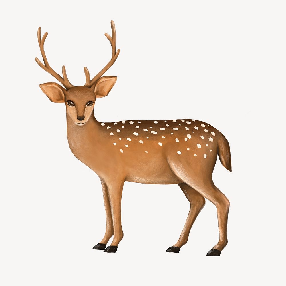 Deer collage element, cute animal illustration