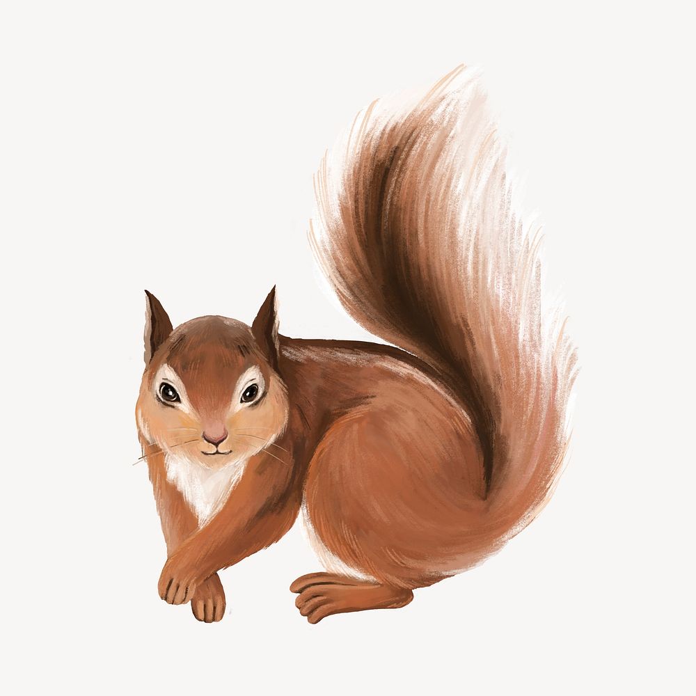 Squirrel collage element, cute animal illustration