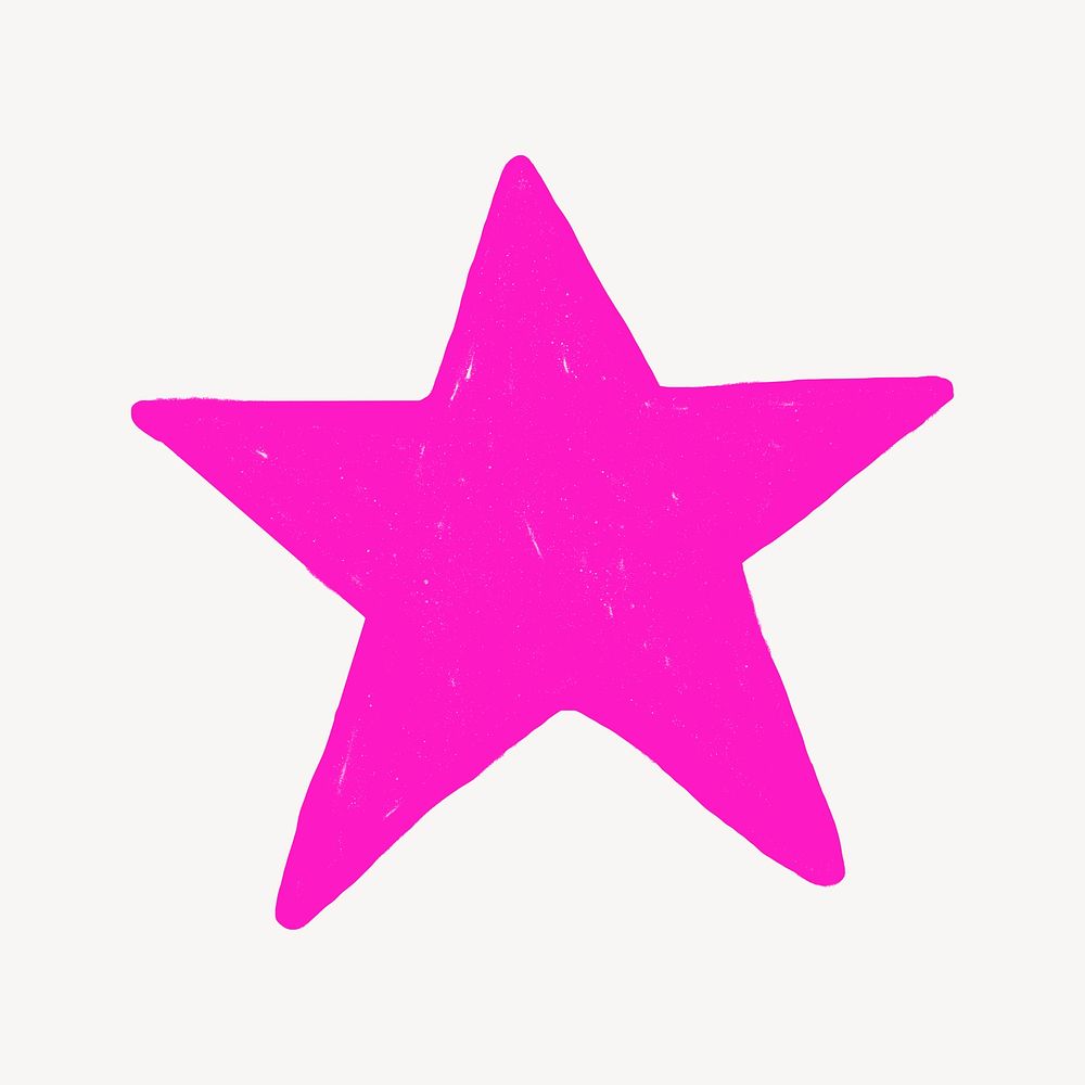Pink star collage element, drawing design psd