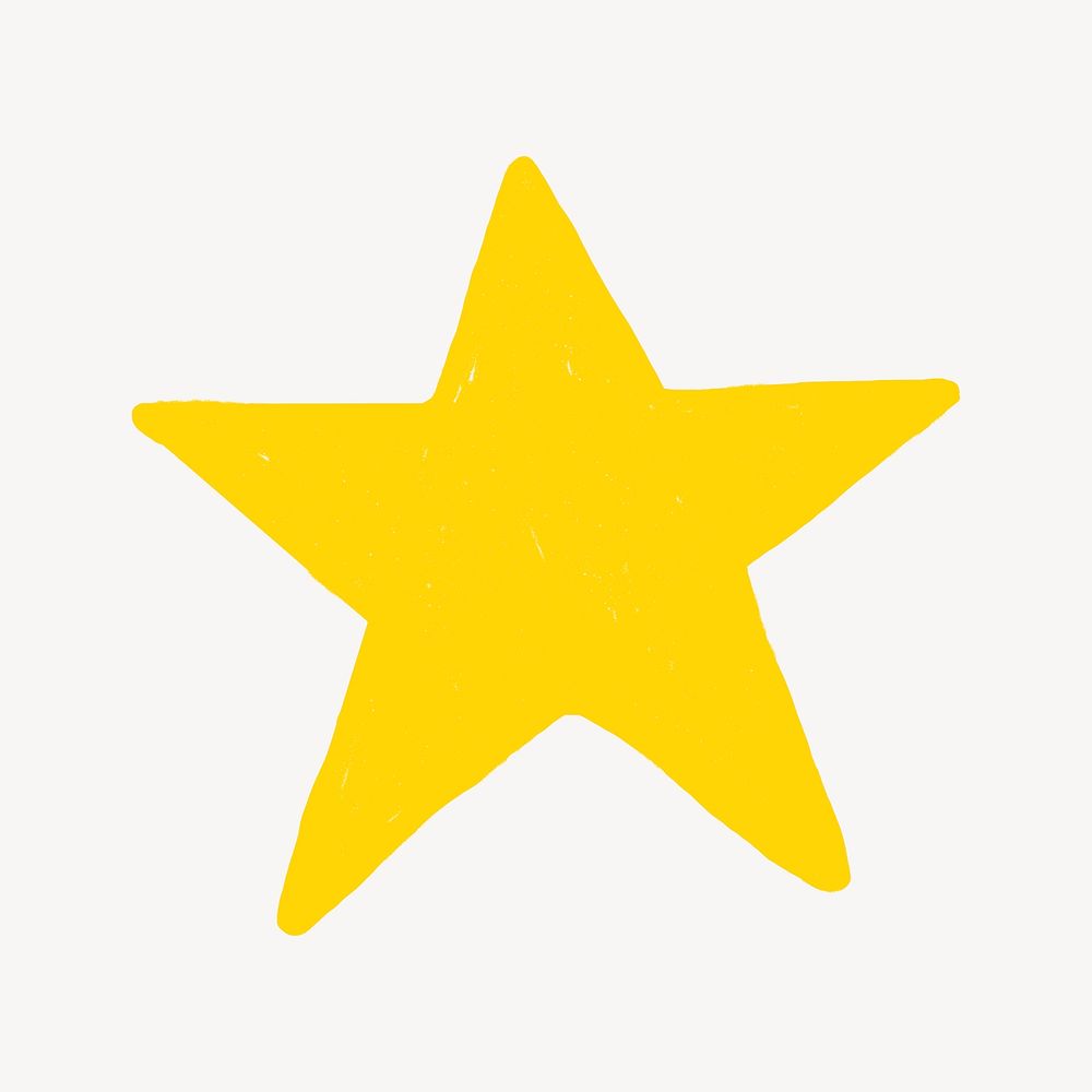 Yellow star collage element, drawing design psd