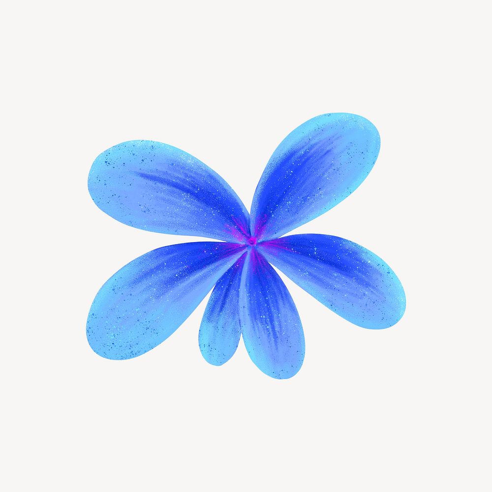 Gradient blue flower collage element, botanical illustration