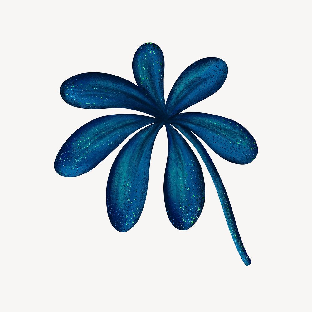 Blue flower collage element, botanical illustration