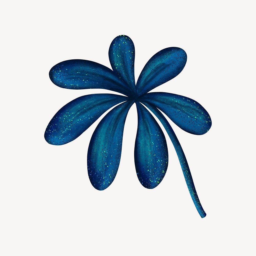 Blue flower collage element, botanical illustration psd