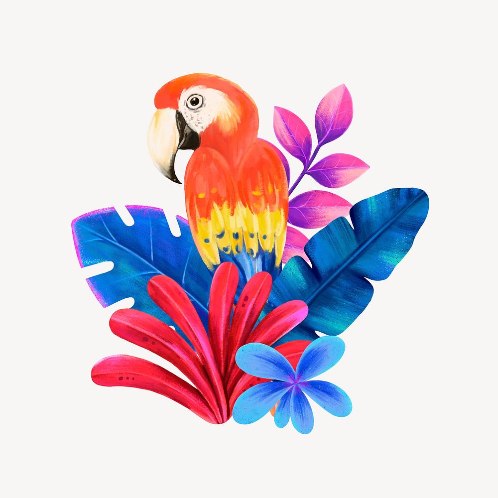 Colorful bird collage element, cute animal illustration