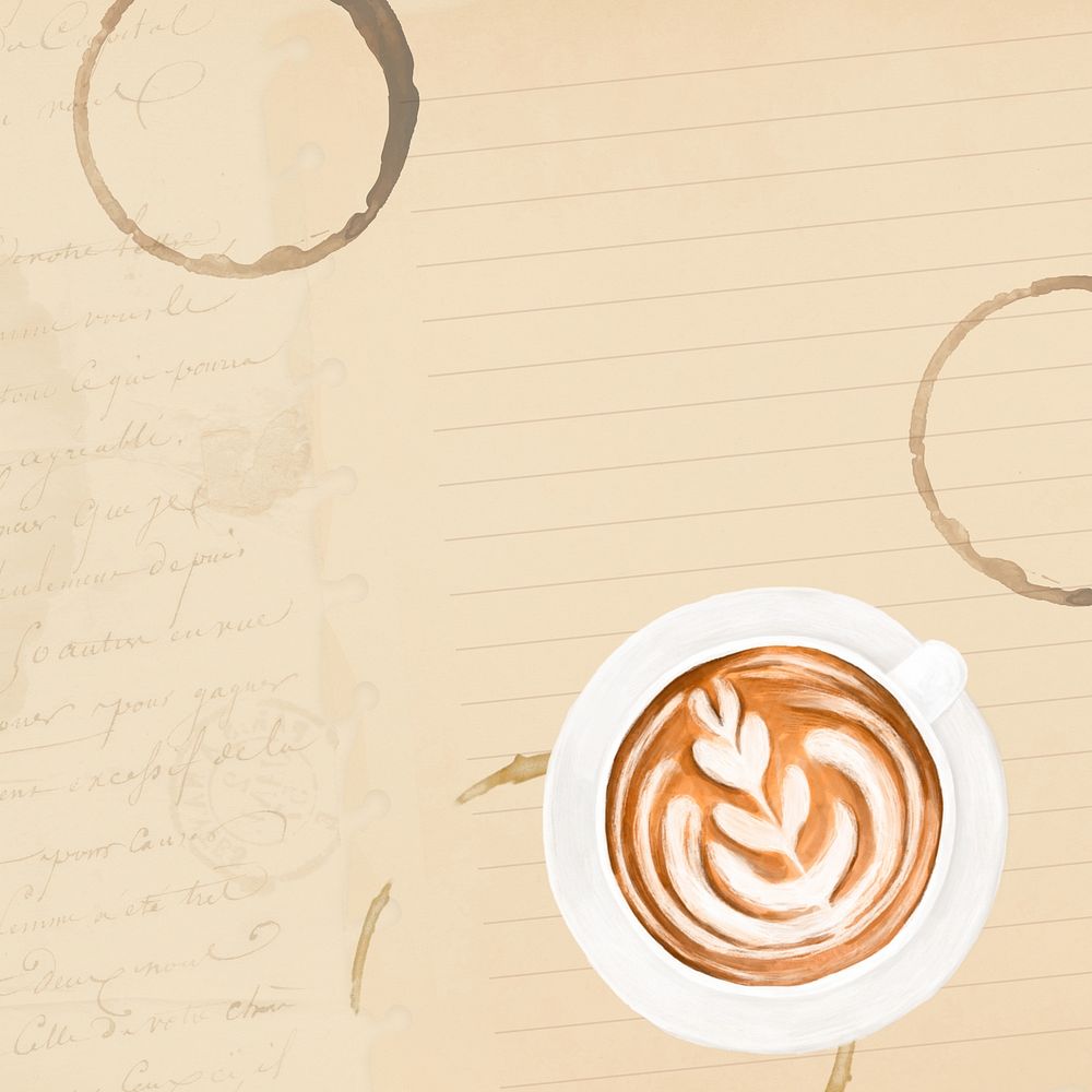 Coffee latte art background, vintage paper design