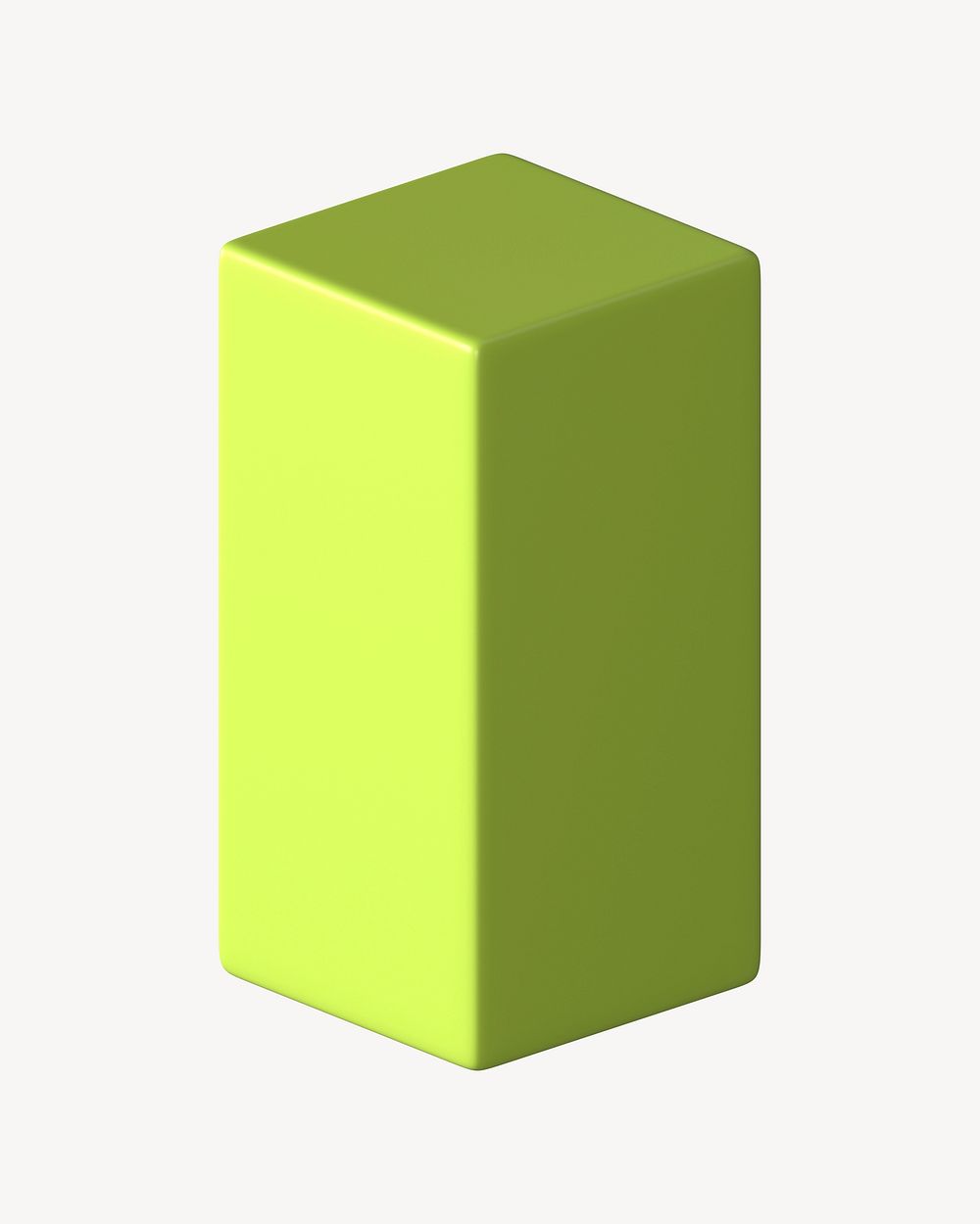 3D green cuboid clipart, geometric shape psd