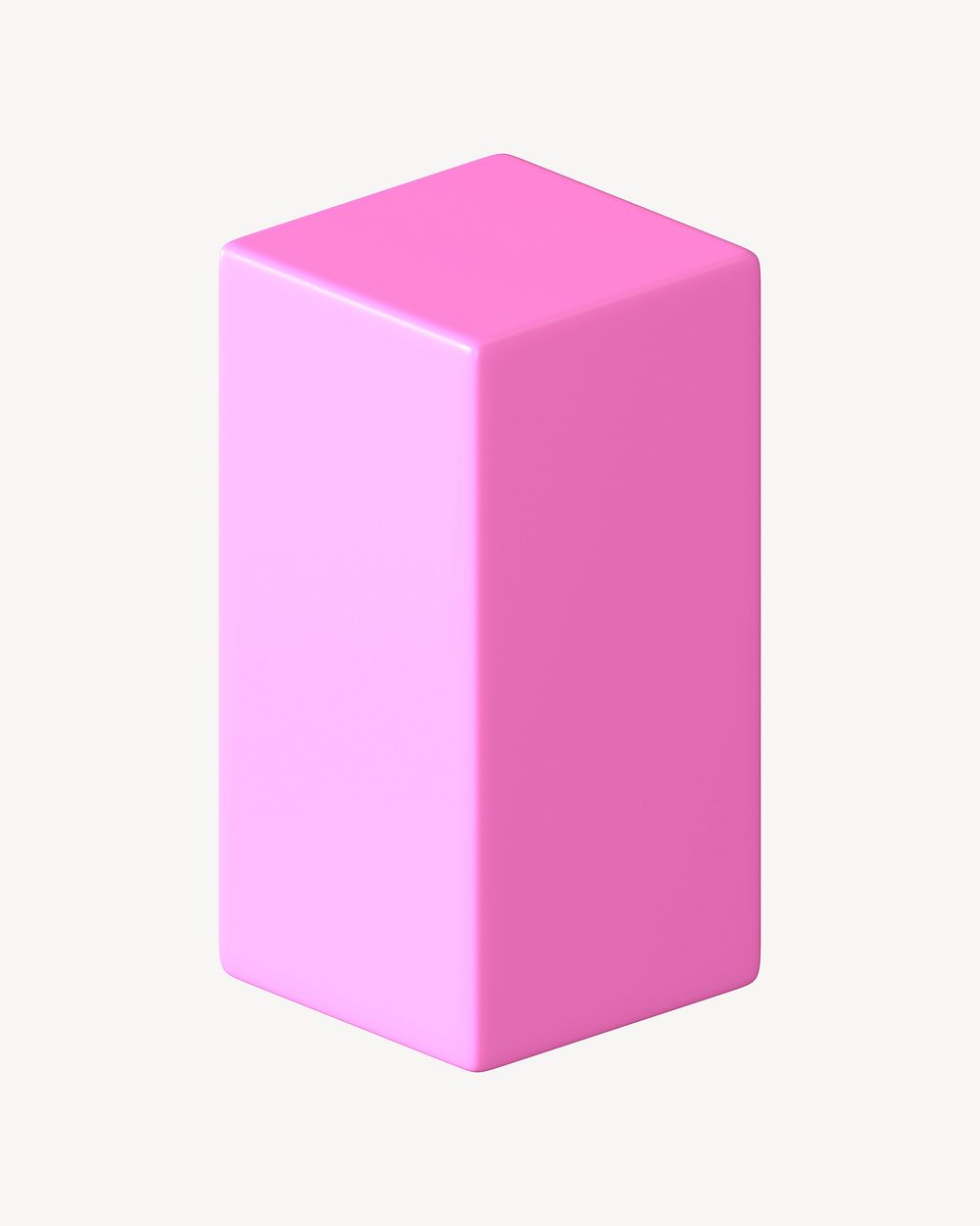 3D pink cuboid clipart, geometric shape psd