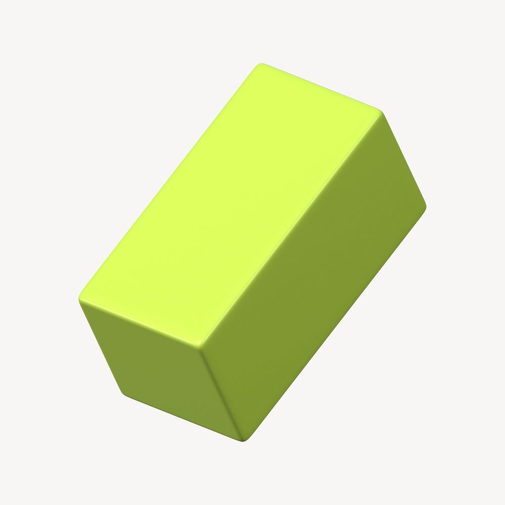 3D green cuboid, geometric shape