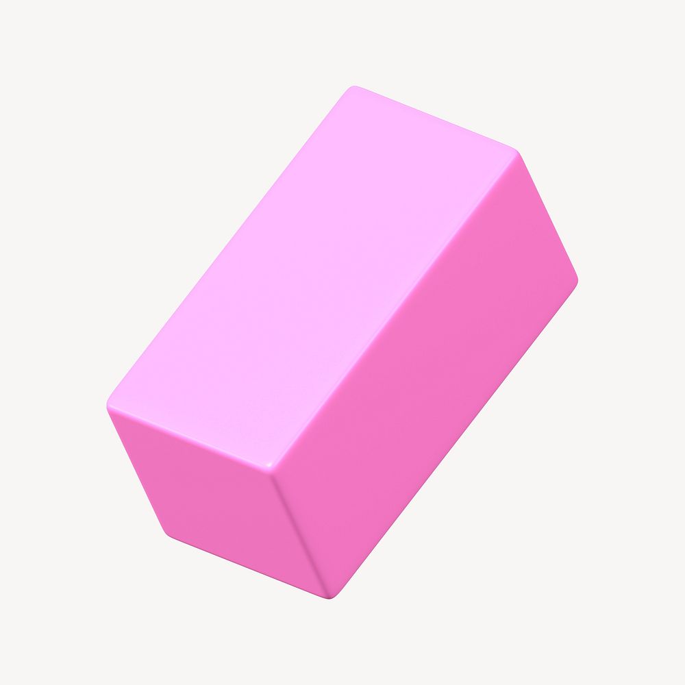 3D pink cuboid, geometric shape