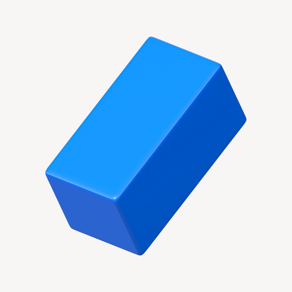 3D blue cuboid, geometric shape