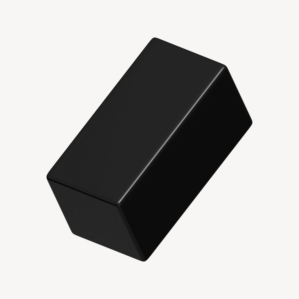 3D black cuboid, geometric shape