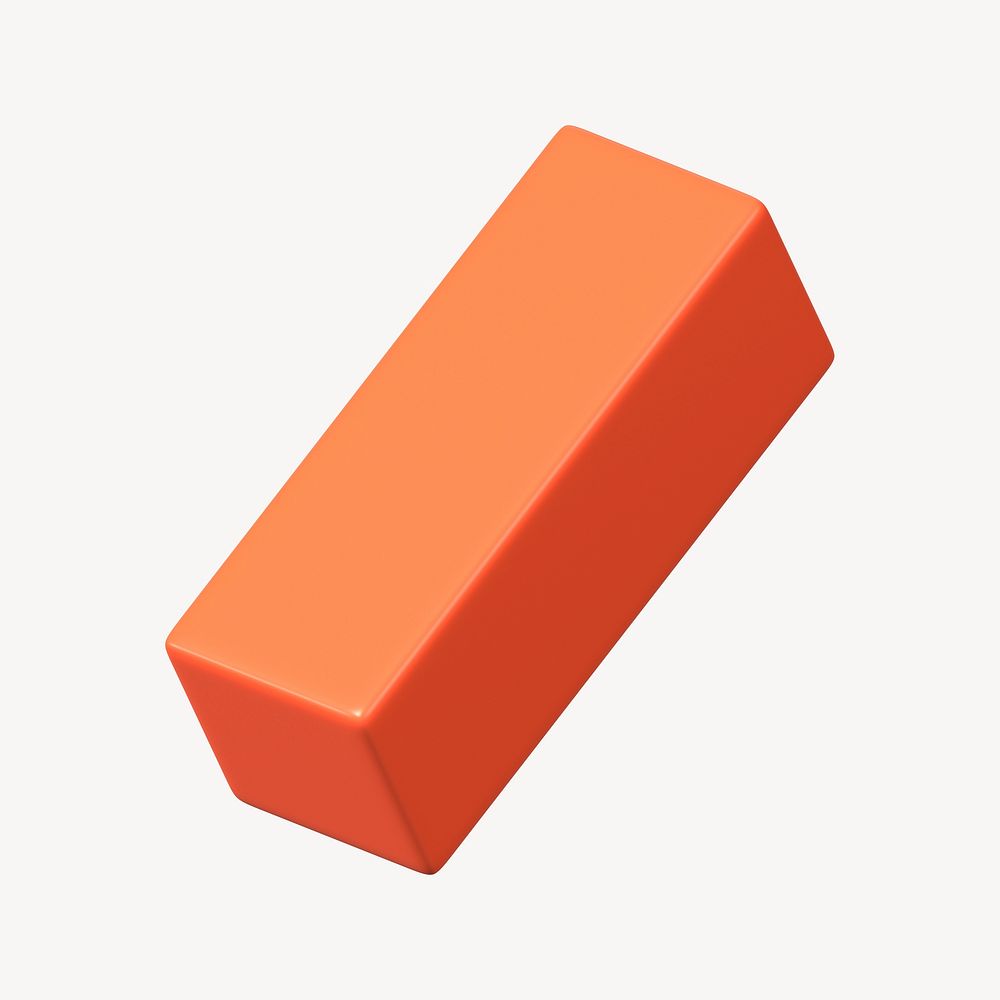 3D orange cuboid, geometric shape