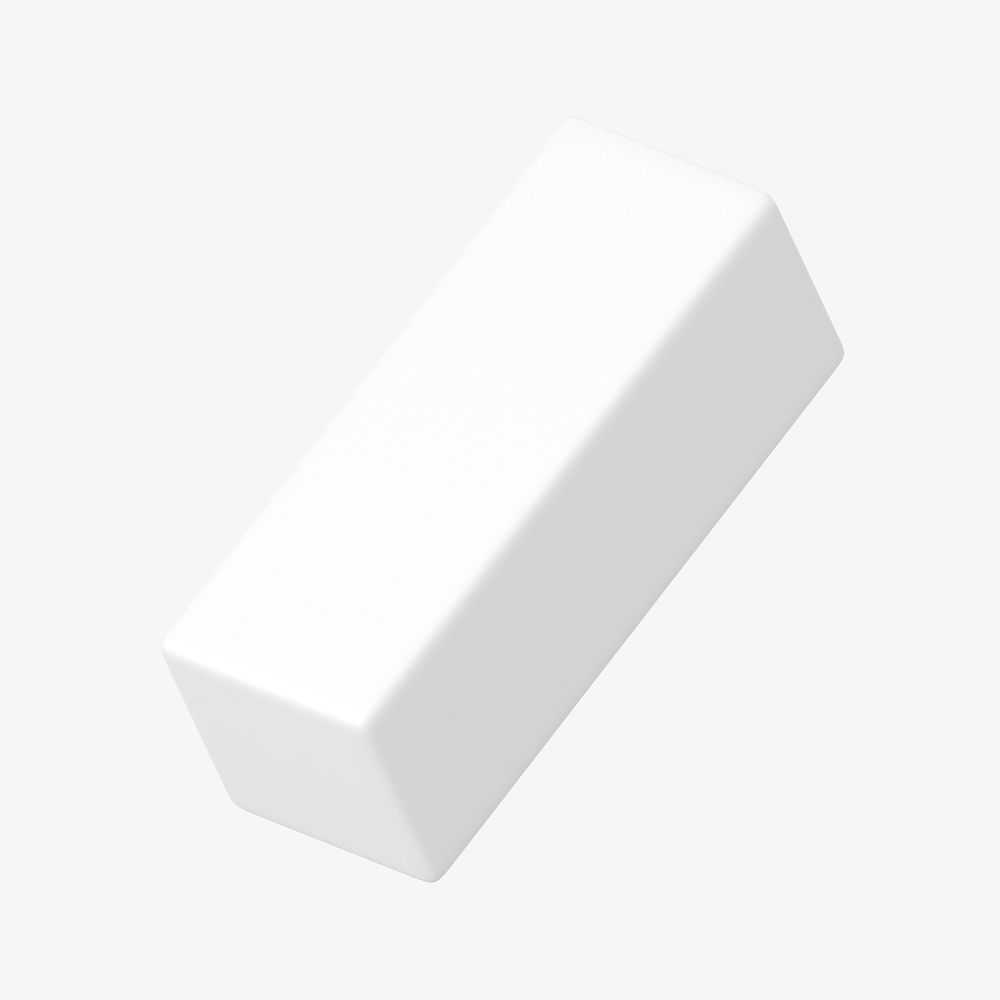 3D white cuboid, geometric shape
