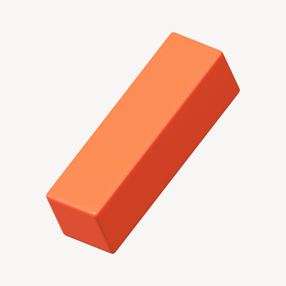 3D orange cuboid clipart, geometric shape psd