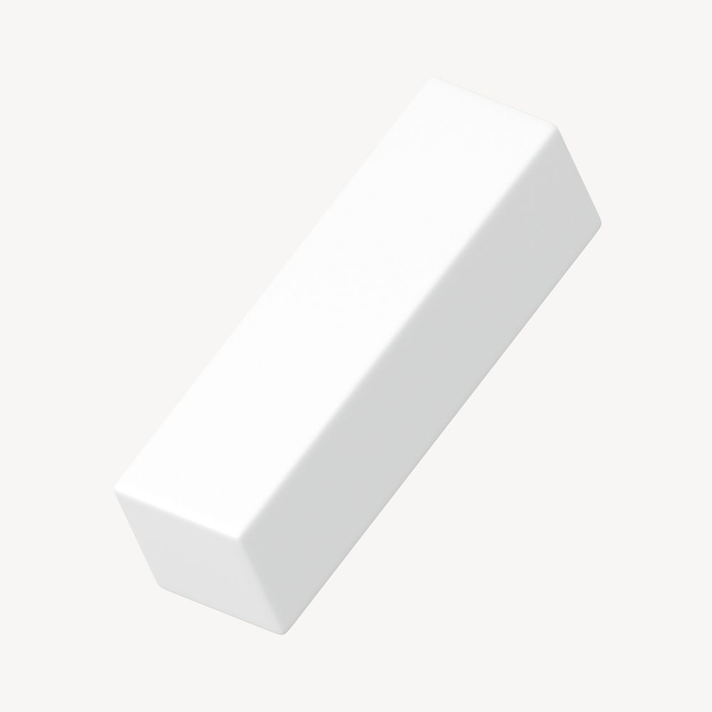 3D white cuboid clipart, geometric shape psd